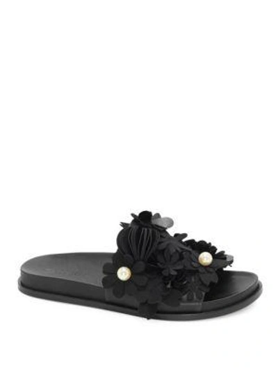 Mercedes Castillo Alyse Flowered Slide Sandal In Black