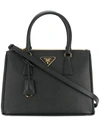 Prada Medium Galleria Leather Tote Bag In Black