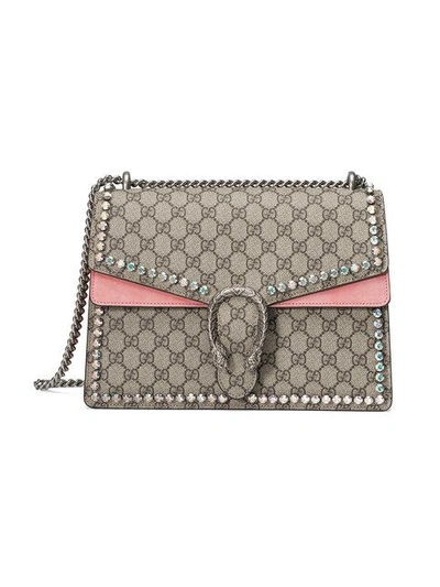 Gucci Dionysus Gg Canvas Chain Shoulder Bag With Crystals In Pink