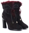 ROGER VIVIER CHUNKY TROMPETTE SUEDE ANKLE BOOTS,P00281902