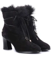 ROGER VIVIER CHUNKY TROMPETTE SUEDE ANKLE BOOTS,P00281900