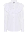 RED VALENTINO RUFFLE-TRIMMED COTTON-BLEND BLOUSE,P00291342
