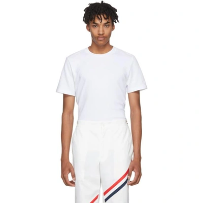 Thom Browne Side Slit Relaxed Short-sleeve Tee In White