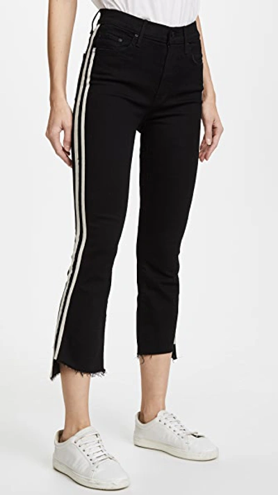 Mother The Insider Striped Straight High-rise Jeans In Black Denim