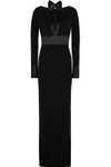 GIVENCHY SILK-SATIN PANELED CREPE GOWN,3074457345618154392
