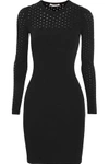 AUTUMN CASHMERE WOMAN PERFORATED STRETCH-KNIT DRESS BLACK,US 4772211931938293