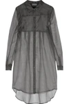 MILLY MILLY WOMAN PLEATED SILK-ORGANZA MINI SHIRT DRESS ANTHRACITE,3074457345618026100