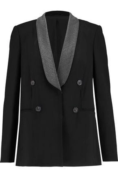 Brunello Cucinelli Embellished Wool-blend Crepe Jacket In Black