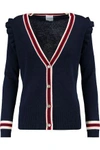 MADELEINE THOMPSON WOMAN CORFU RUFFLE-TRIMMED WOOL AND CASHMERE-BLEND CARDIGAN NAVY,US 4772211930467115