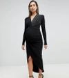 QUEEN BEE MATERNITY WRAP FRONT MAXI DRESS - BLACK,7437G