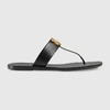Gucci Marmont Logo-embellished Leather Sandals In Black