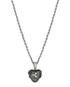 MICHAEL ARAM SMALL ORCHID PENDANT NECKLACE WITH DIAMONDS IN BLACK RHODIUM PLATE,PROD210181118