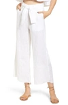 FAITHFULL THE BRAND COMO CROP WIDE LEG LINEN PANTS,FF1042-WHT