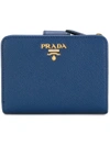 Prada Logo Plaque Wallet - Blue In Blue