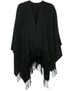 Rag & Bone Fringe-trim Cashmere Poncho In Black