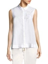 PESERICO Sleeveless Button-Down Flower Shirt