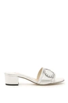 JIMMY CHOO NAPPA MULES WITH CRYSTAL BUCKLE,9812835