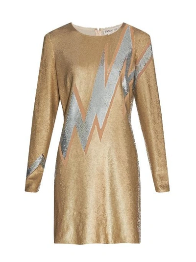 Emilio Pucci Beaded Lightning Bolt Mini Dress In Gold