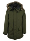 Kenzo Water Repellent Down Parka With Fur Trim In Green