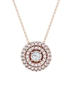 BLOOMINGDALE'S DIAMOND HALO PENDANT NECKLACE IN 14K ROSE GOLD, 0.50 CT. T.W. - 100% EXCLUSIVE,P1577
