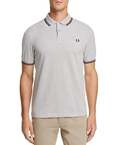 Fred Perry Tipped Pique Slim Fit Polo Shirt In Steel Oxford