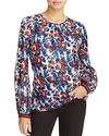 MILLY MANDY FLORAL PRINT SILK TOP,204HS040518