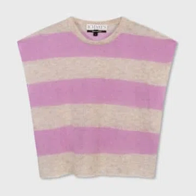 10days Tee Thin Knit Stripes In Purple