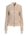 10sei0otto Woman Jacket Camel Size 6 Leather, Cotton In Brown