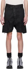 11 By Boris Bidjan Saberi Black Coated Object Shorts In Black Coated