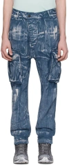 11 By Boris Bidjan Saberi Blue P21b Denim Cargo Pants In Ultramar