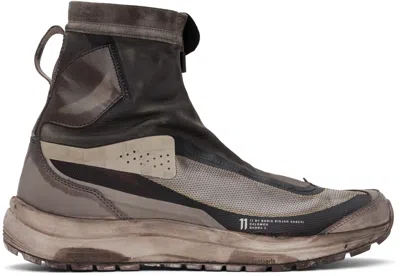 11 By Boris Bidjan Saberi Brown Salomon Edition Bamba 2 High Sneakers In Dirty Grey