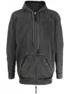 11 By Boris Bidjan Saberi Faded Long-sleeved Cotton Hoodie In Grau