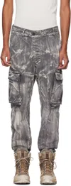 11 BY BORIS BIDJAN SABERI GRAY P21B DENIM CARGO PANTS