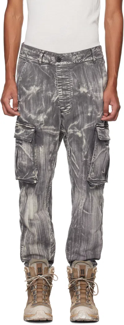 11 By Boris Bidjan Saberi Gray P21b Denim Cargo Pants In Carbon Grey