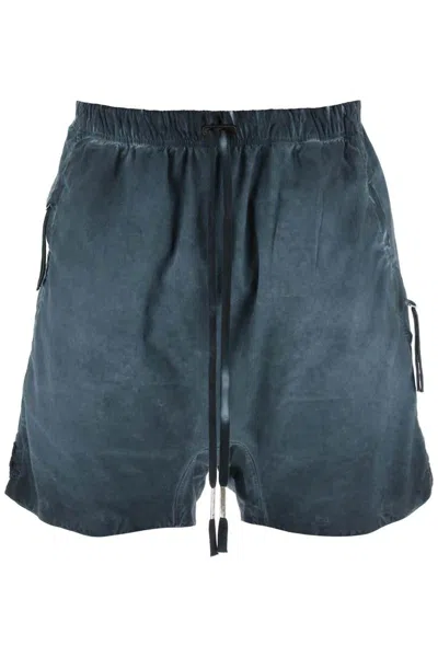 11 By Boris Bidjan Saberi Linen And Cotton Baggy Bermuda Shorts In Blue