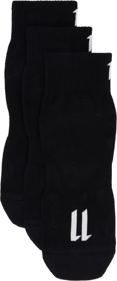 11 By Boris Bidjan Saberi Three-pack Black 11 Logo Socks