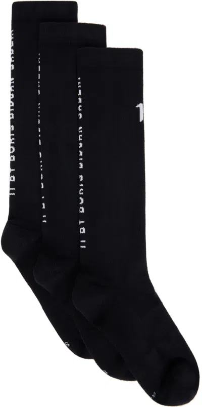 11 By Boris Bidjan Saberi Three-pack Black Logo Socks