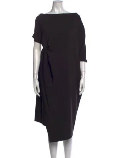 Pre-owned 11 Honore Bateau Neckline Midi Length Dress In Black