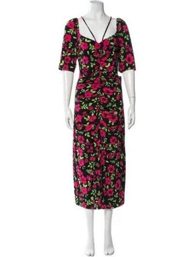 Pre-owned 11 Honore Floral Print Midi Length Dress In Multicolor
