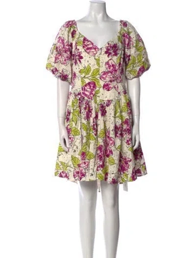Pre-owned 11 Honore Floral Print Mini Dress W/ Tags In Purple