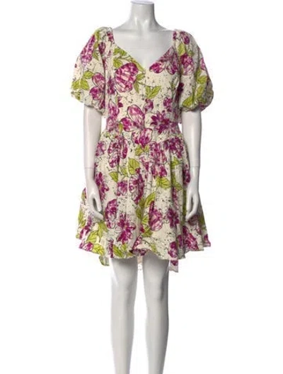 Pre-owned 11 Honore Floral Print Mini Dress W/ Tags In Purple