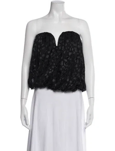 Pre-owned 11 Honore Patterned Strapless Crop Top In Black