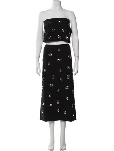 Pre-owned 11 Honore Patterned Studded Accents Skirt Set In Black