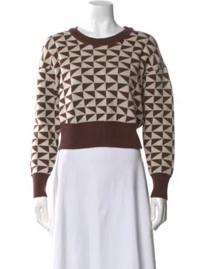 Pre-owned 11 Honore Printed Crew Neck Sweater W/ Tags In Brown