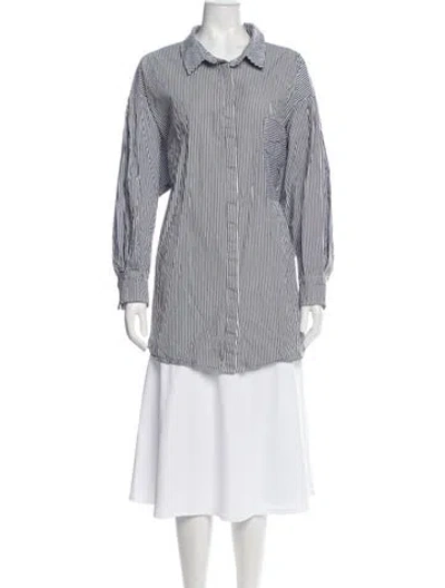 Pre-owned 11 Honore Striped Long Sleeve Button-up Top In Multi