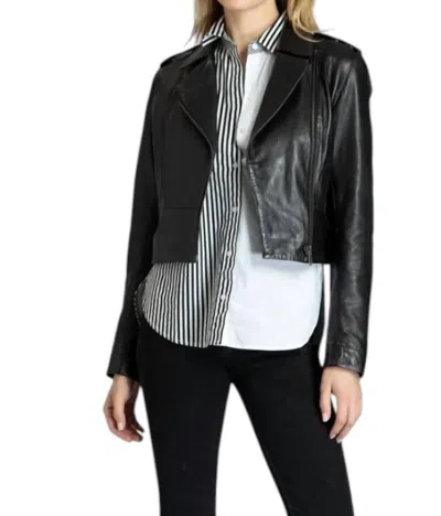 11 Uptown Cropped Washed Leather Jacket In Black