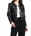 11 Uptown Lamb Leather Jacket With Buttons In Black In Black