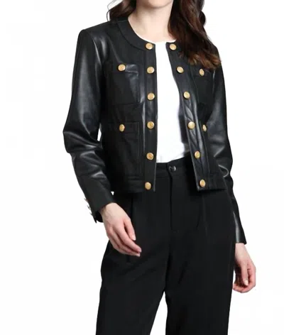 11 Uptown Lamb Leather Jacket With Buttons In Black