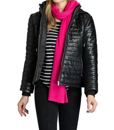 11 Uptown Leather Puffer Jacket With Detachable Hood In Black