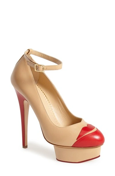 Charlotte Olympia 'kiss Me Dolores' Platform Pump (women) In Sand